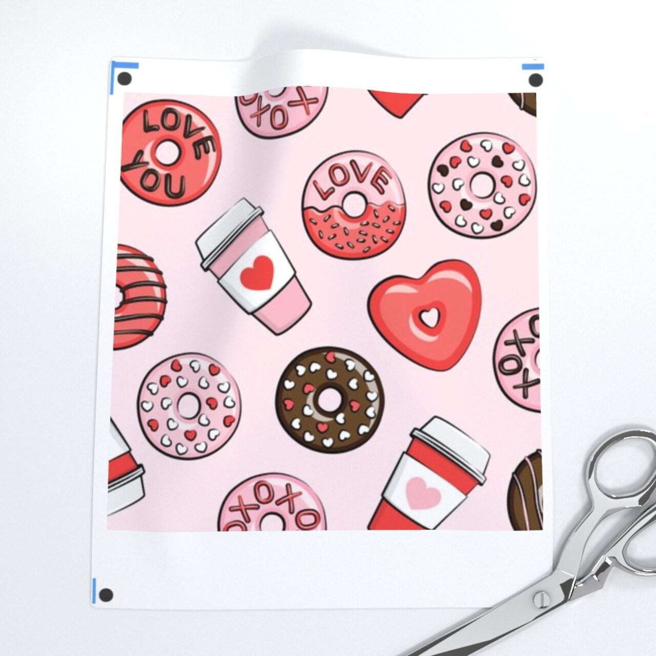 Donuts Coffee Valentines Day Red Pink Chocolate Love Valentine Cute Dessert Donut Custom Printed Fabric by Spoonflower Various Fabrics by the Yard or Fat Quarter